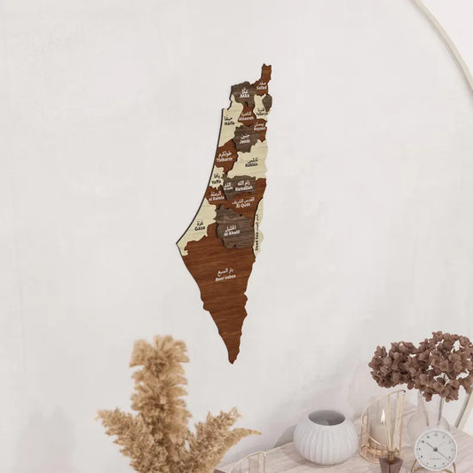 Carte de Palestine 3D en Bois